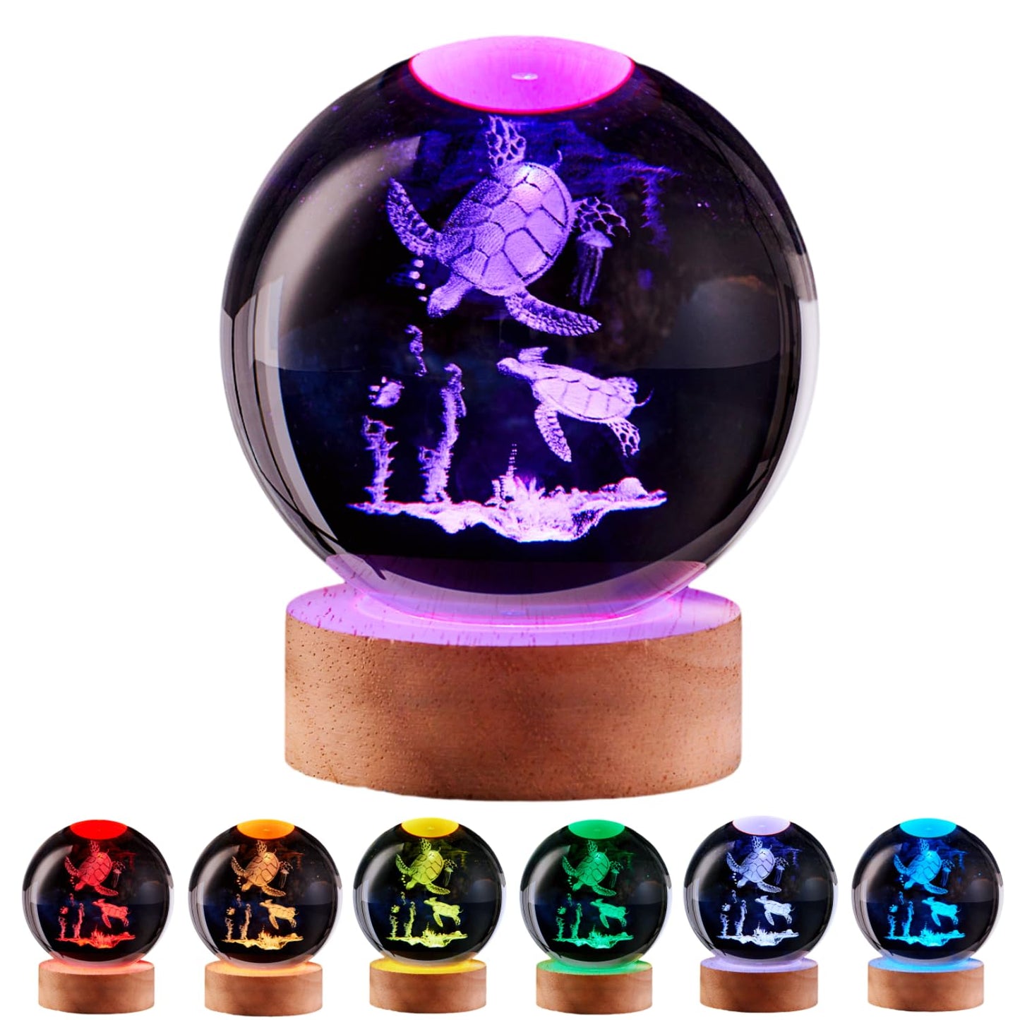 Conalisk sea Turtle Crystal Ball Lamp,Lifelike 3D Turtle Night Light,16 Colors Changing Light,Dimmable Remote Control, Underwater World lamp Gift (sea Turtle)
