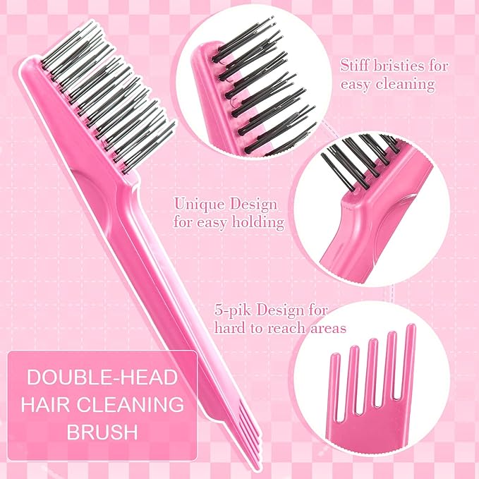 Boao 2 Pieces Hair Brush Cleaning Tool Comb Cleaner Brush Mini Comb Cleaning