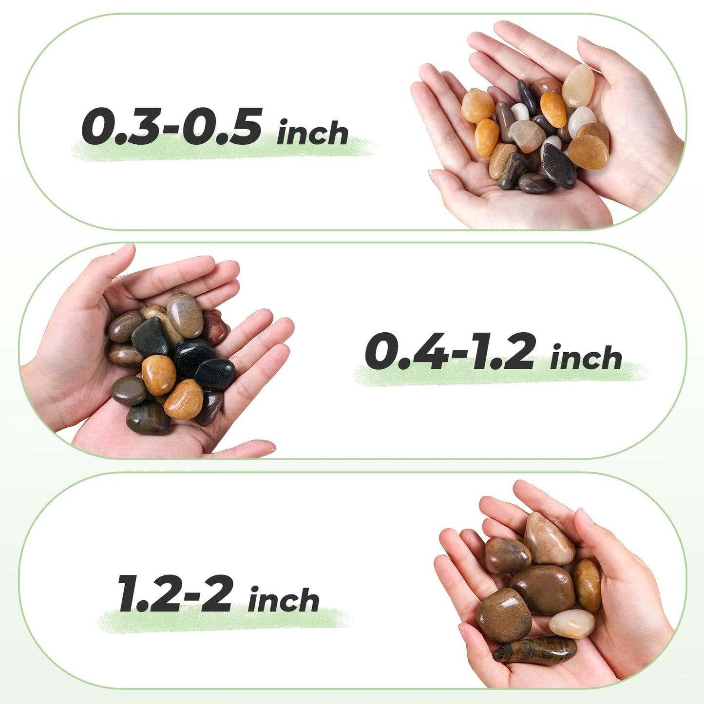 SIDONG 5 lbs Mixed River Rocks, 1.2-2 Inches Highly Polished Pebbles for Indoor Plants, Aquarium Rocks Used in Fish Tank, Decorative Stones for Plants, Vases, Home Décor, Crafting, Garden Landscaping
