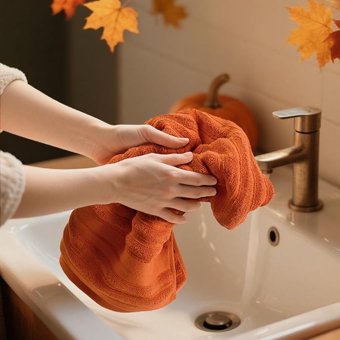 Jacquotha Orange Hand Towels Set of 2