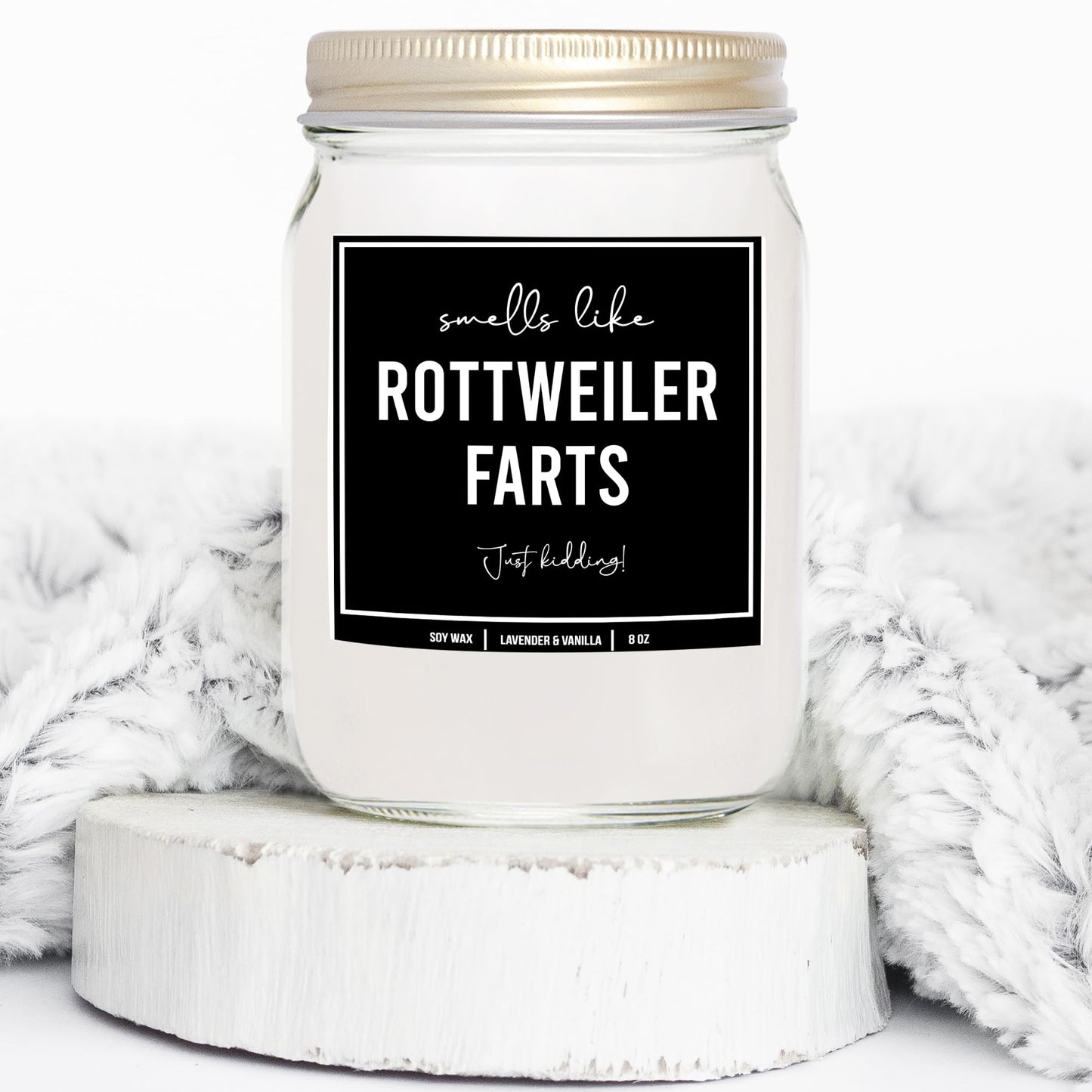 You Nique Designs Gifts for Rottweiler Lovers - Dog Fart Candle, Rottweiler Gifts for Men, Women - Rottweiler Dad, Rottweiler Mom Gift Idea - Rottweiler Decor, Accessories (Lavender & Vanilla)