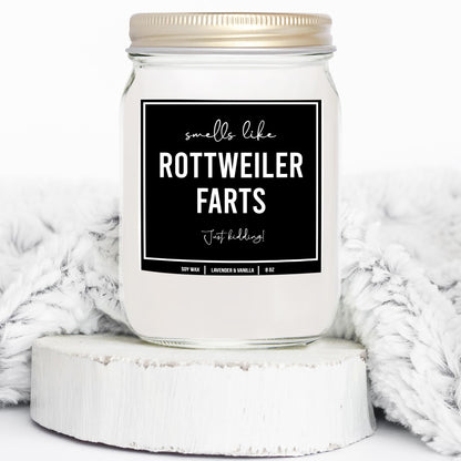 You Nique Designs Gifts for Rottweiler Lovers - Dog Fart Candle, Rottweiler Gifts for Men, Women - Rottweiler Dad, Rottweiler Mom Gift Idea - Rottweiler Decor, Accessories (Lavender & Vanilla)