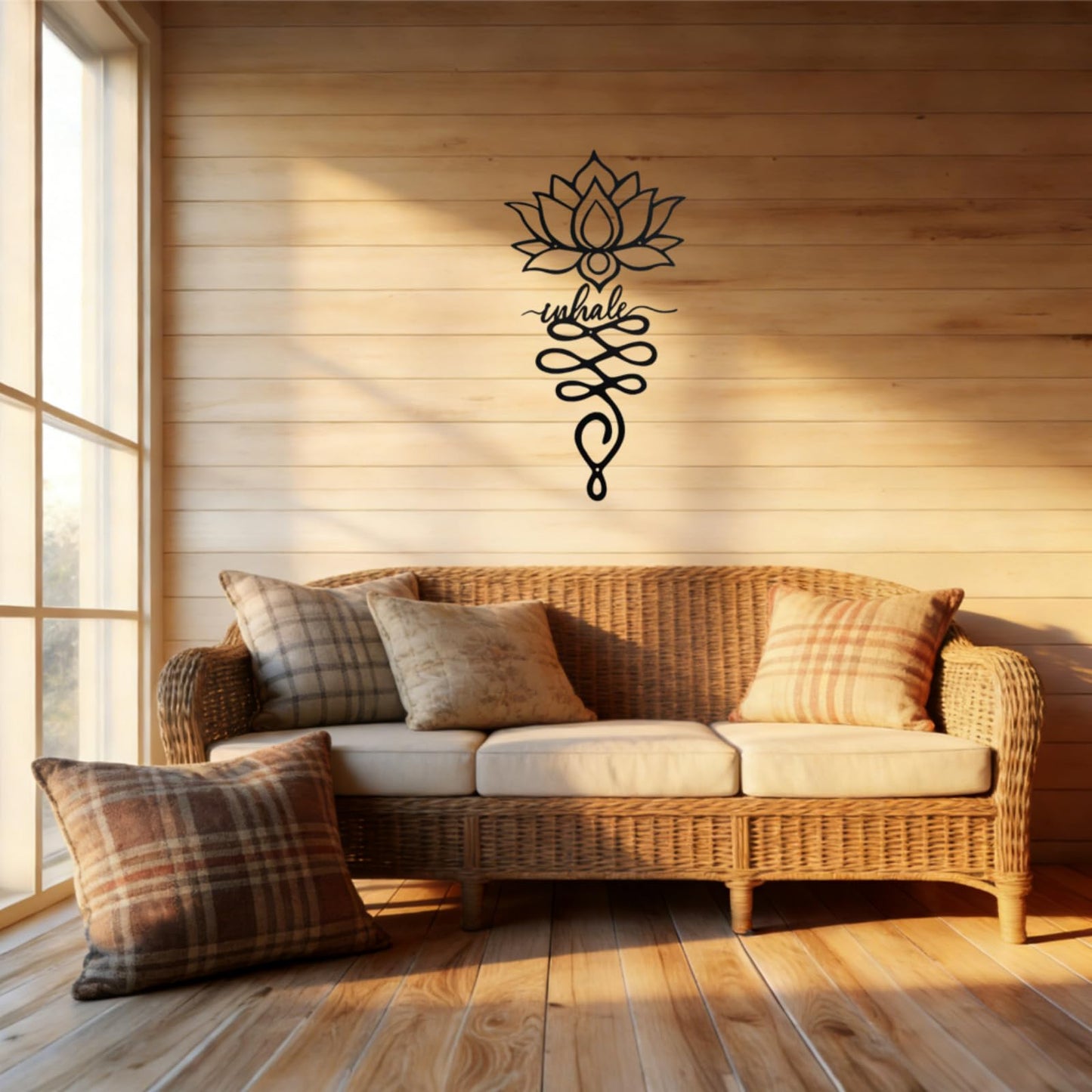 JBCHUCI Lotus Flower Wall Decor - 23.7”x12.6” Black Metal Yoga Meditation Wall Art, Boho Zen Sculpture for Home Living Room, Bedroom, Office, Spiritual Gift & Mindfulness Decor for Yoga Lovers