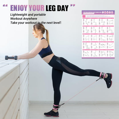 Ankle Resistance Bands With Cuffs for Working Out, Kickbacks, Hip, Leg and Glute Exercise - Training Poster Included - for Women