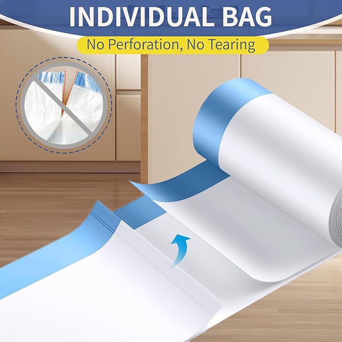 21 Gallon Trash Bags Drawstring 120 Count, 1.7 Mil White Garbage Bags Unscented