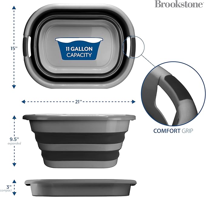 BROOKSTONE Collapsible Laundry Basket Set, Modern Medium Collapsible Basket Set