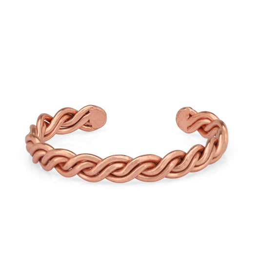 tunarts Handmade Elegant Copper Bracelet for Women and Men-Pure Copper Bracelet for Pain Relief-Adjustable,Thickest,Twisted Copper Wire Bracelet (red helix-small)