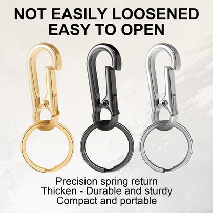 2pcs Metal Keychain Rings, Sturdy Key Chain Ring Carabiner Clip, Key Holder Organizer for Purse Charms Hook, Paracord Keychain Lanyard, Men and Women Home Car Keyrings (Black)