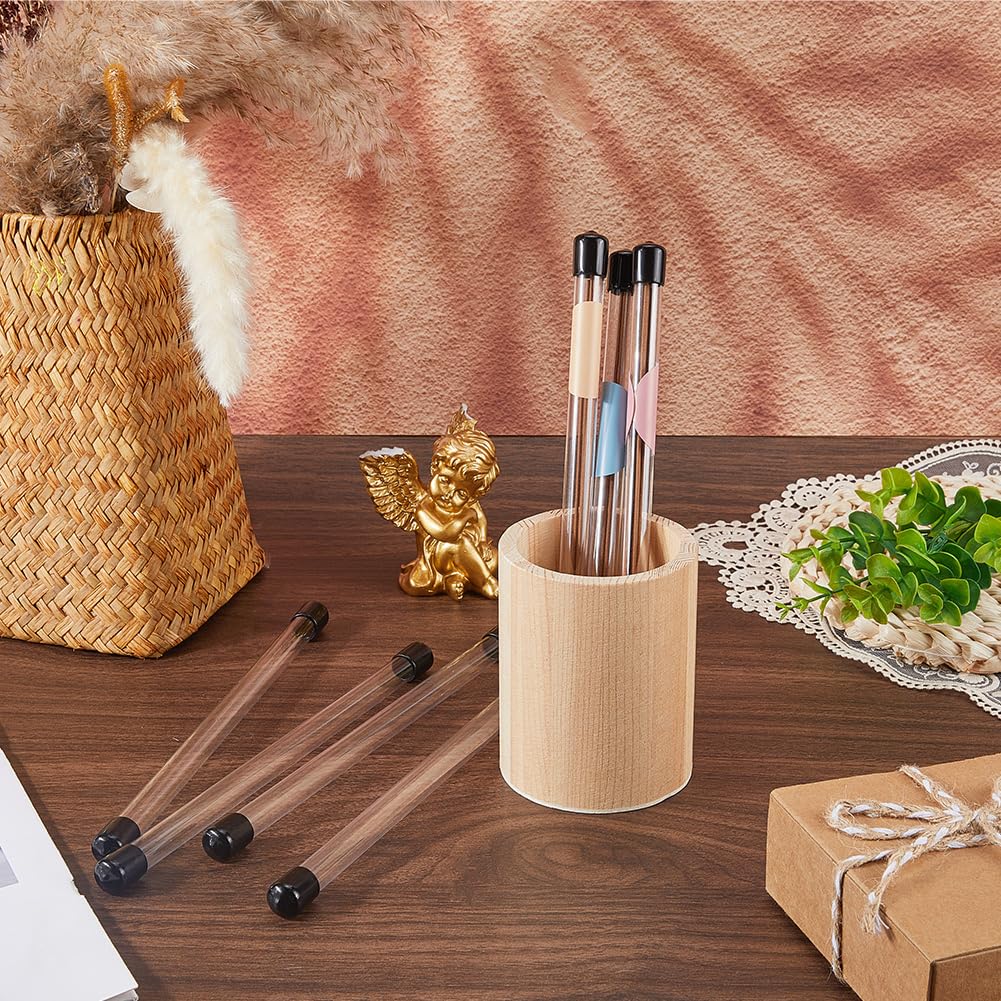 CREATCABIN 15Pcs Incense Stick Storage Tube Clear Tube Container with Sticker Black Lid 8.9 Inch Transparent Clear Column Protector Case Holders for Preserves Incense Aroma Bath Salt Yoga Storage