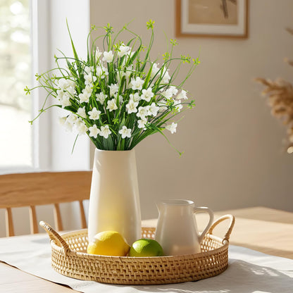 3 Packs Artificial Lily of The Valley, 15'' Faux Bellflowers for Floral Arrangements, Realistic Fake Campanula Flowers for Spring Wedding Bridal Bouquet & Home Office Farmhouse Decor, Cream White