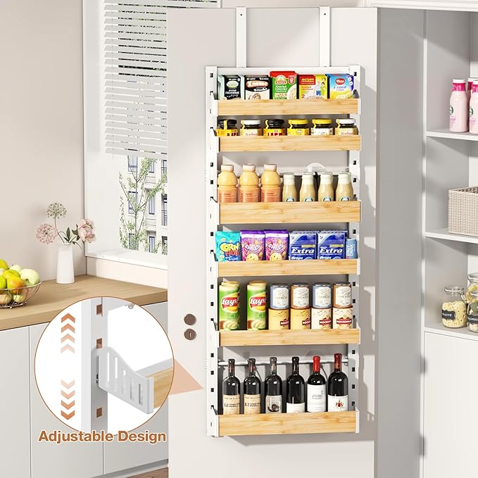 6-Tier Over The Door Pantry Organizer, Heavy-Duty Metal Wall Mount or Hanging
