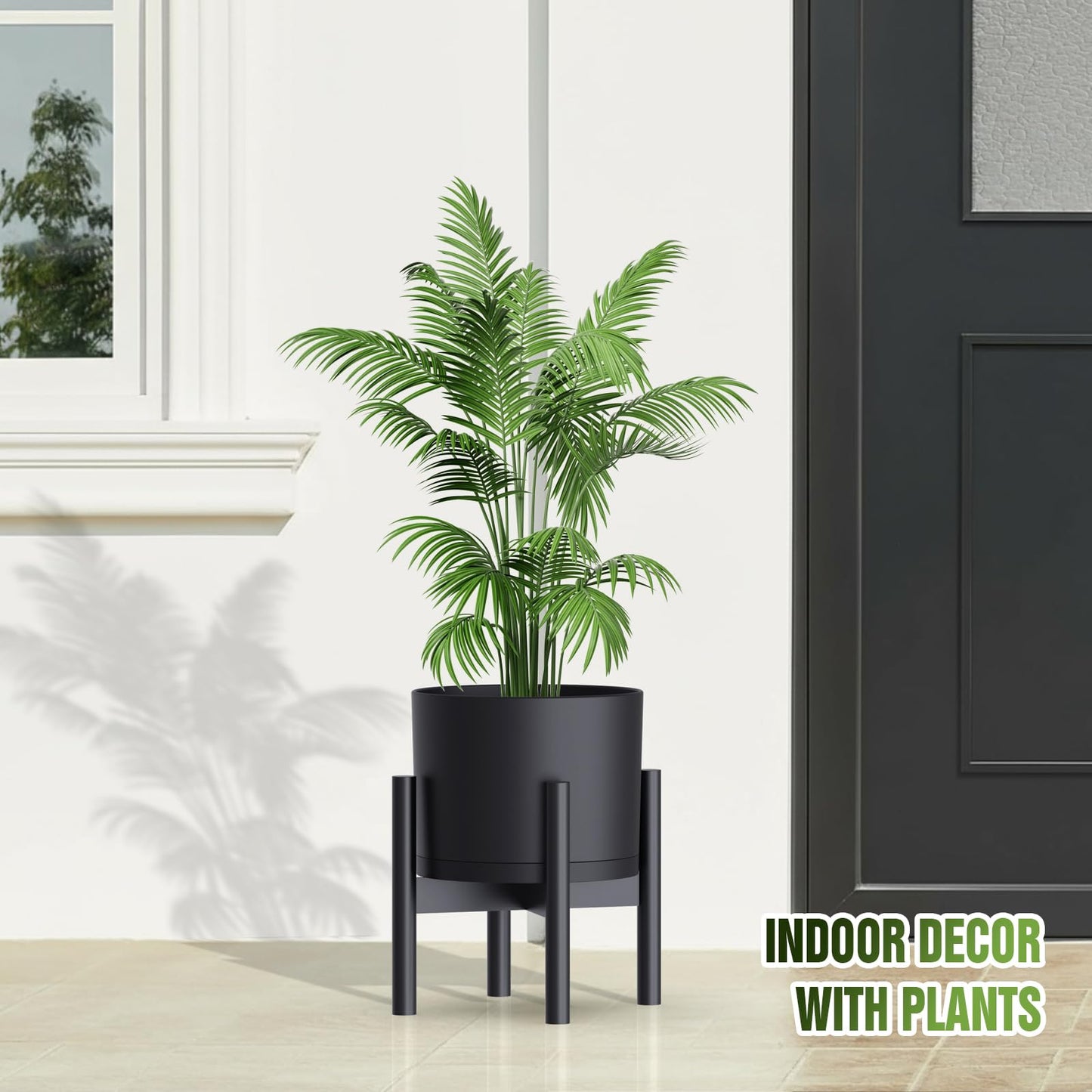 Areutxbis 10/9/8 Inch Large Plant Pots with Drainage Holes and Trays, 3 Pack Modern Minimalist Cylinder Planters for Monstera, Snake Plant, Indoor Outdoor (Matte Black)