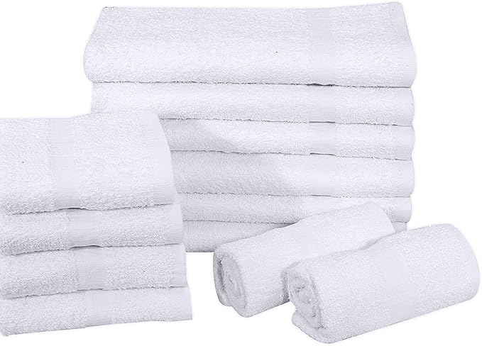 GOLD TEXTILES Bulk Pack 60 Pcs White Economy 15x25 Inches Basic Hand Towel