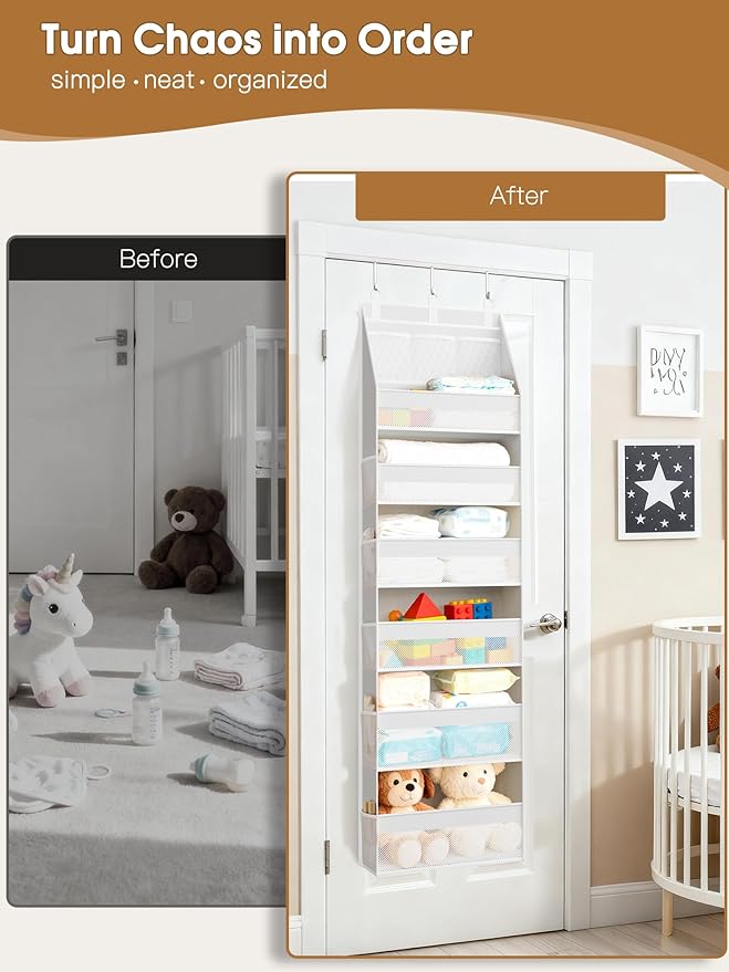 Criusia 2 Pack Over the Door Organizer, Heavy-Duty 6-Shelf Hanging Storage