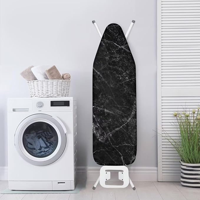 ZDCUSTOM Black Marble Ironing Board Cover and Pad- 52" x 13" Iron Board Cover