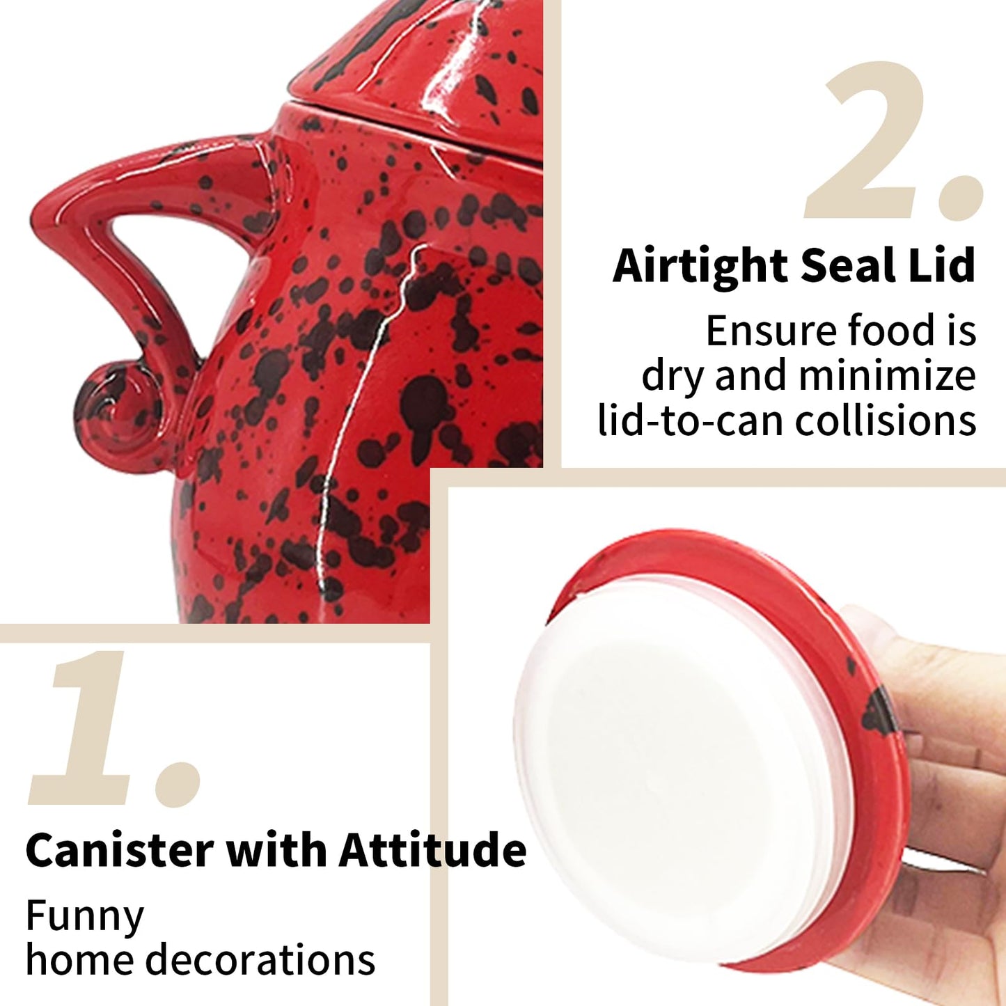 GXOPIEV Ceramic Canister with Attitude 28oz,Sassy Canister,Ceramic Tea canister, Red Ceramic Coffee Canister for Coffee Beans, Tea, Sugar, Salts, Spice and More (800ml)