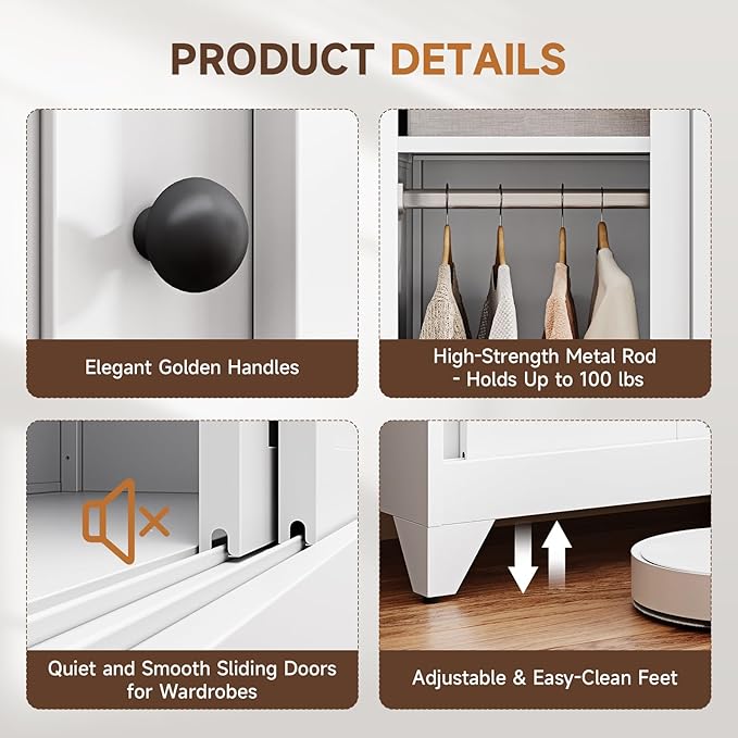 Letaya Armoire Wardrobe Closet, Narrow Slim Coat Closet Cabinet
