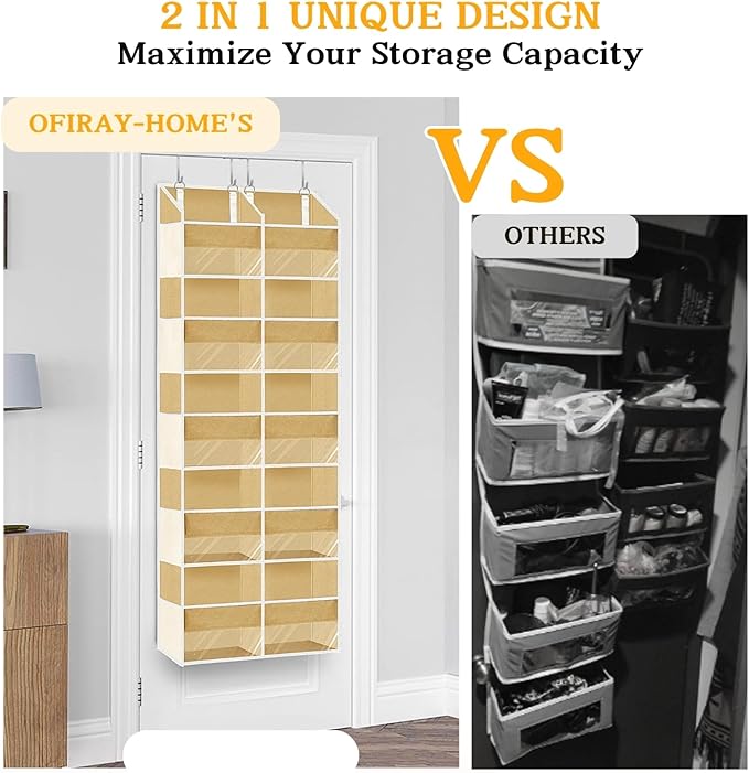 Over the Door Organizer 5 Tiers, Extra Large Behind Door Storage of 10