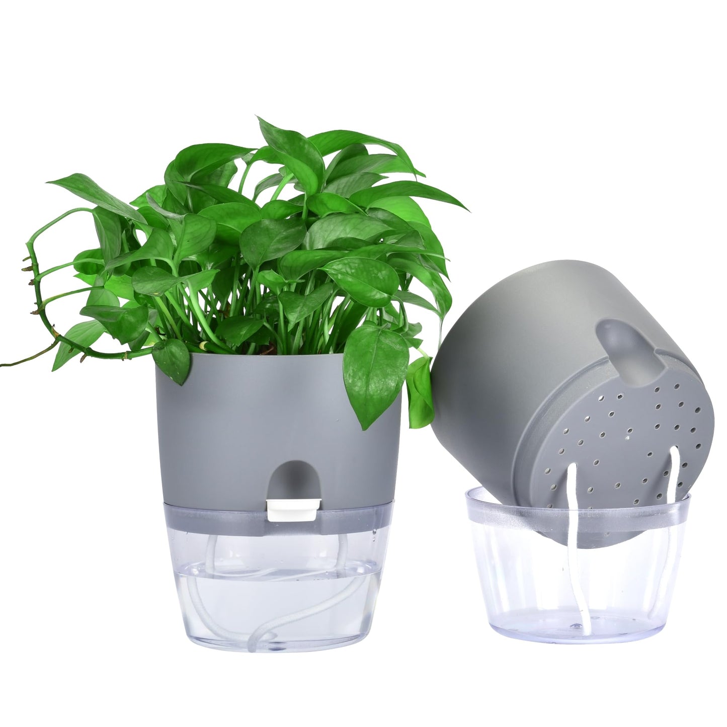 FAMZ Hanging Planter 3 Pack, Hanging Pots for Plants Indoor, 6 Inch Plant Hanger Indoor, Plant Hanger with 3 Hooks Drainage Holes for Garden Home Plant Pots (Gray)