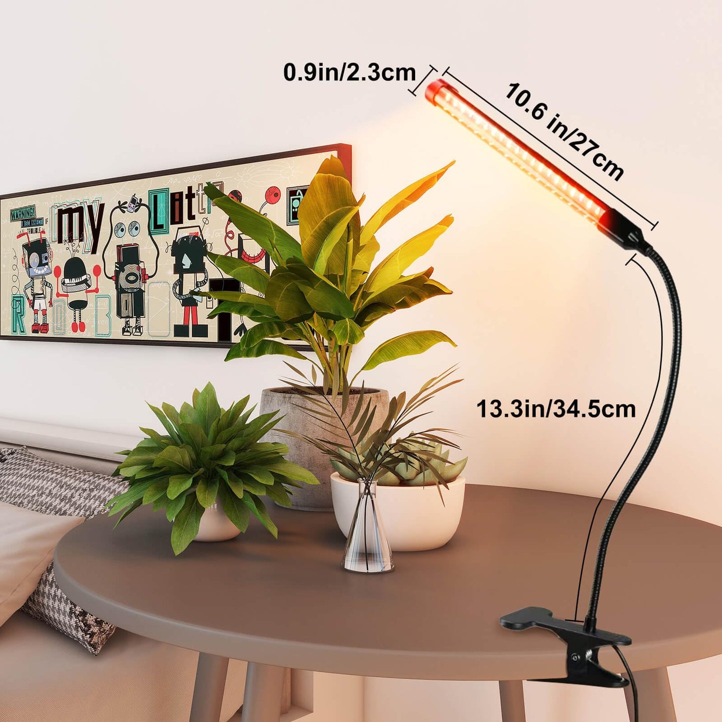 JINHONGTO 2Pack Small Clip Grow Lights for Indoor Plants, Bonsai, Mini Full Spectrum Pot Plant Grow Light, 4/8/12/16/20H Timer, 9 Watt Power Draw, NO Need Adapter