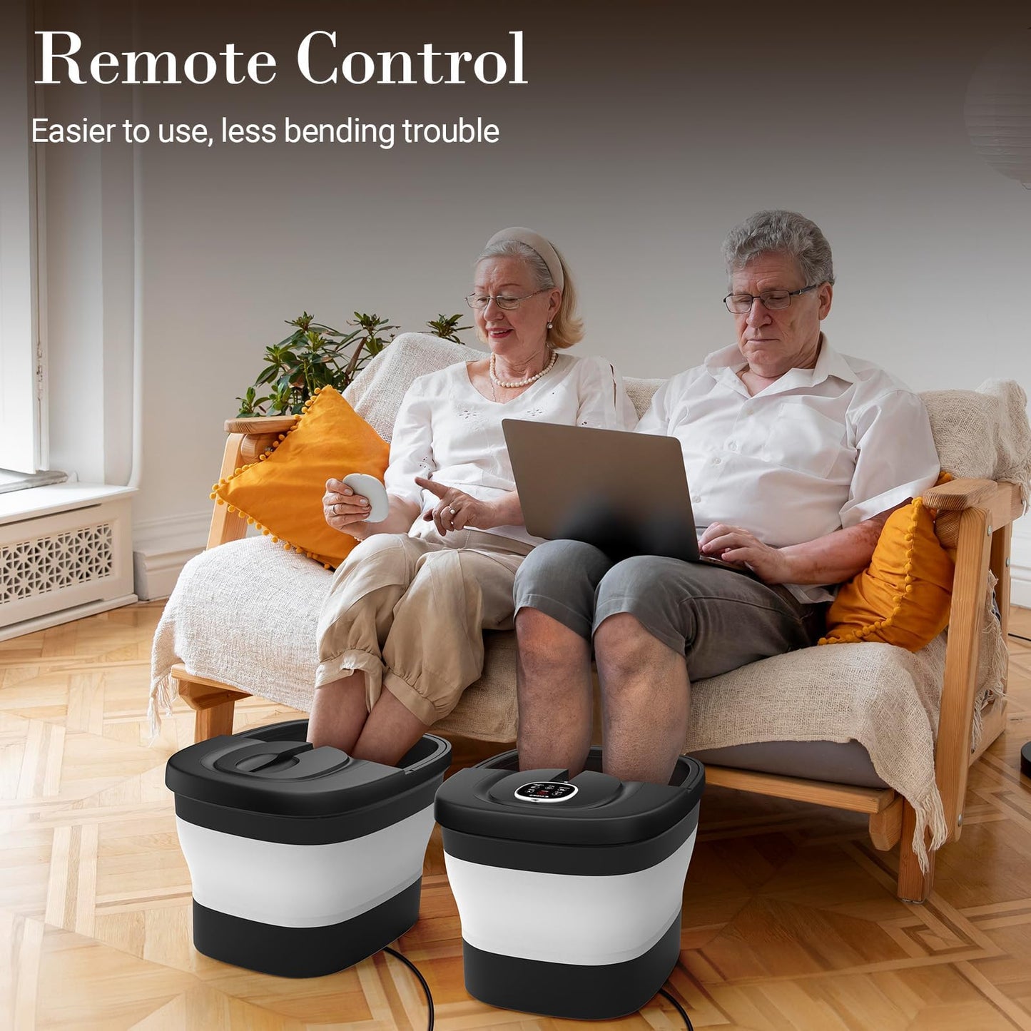 CuPiLo Foot Spa Bath Massager, Foot Bath with Circulation Heat, Motorized Shiatsu Massage Balls, Pedicure Soaking Tub with Waves, Remote, Handle, Feet Relief, Gifts for Women Men