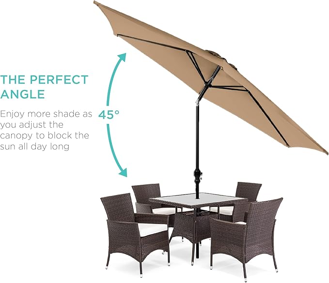 Best Choice Products 10ft Outdoor Table Compatible Steel Polyester Market Patio Umbrella w/Crank and Easy Push Button Tilt