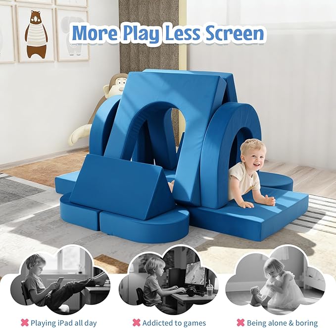 Kids Modular Play Sofa Convertible Foam Play Mat, Transformable Into a Game