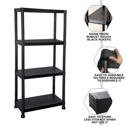 3/4/5 Tier - Plastic Shelving Unit | Garage Shelving Units | Storage Shelves | Shelving Units for Storage | Plastic Racking | Racking Shelving Unit Warehouse, Garage, Shed, and Workshop (4 Tier)