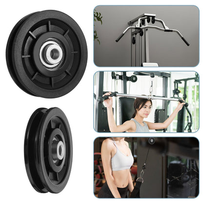 mekueeex 90mm/3.5" Universal Nylon Bearing Pulley Wheel Replace for Gym Equipment Part Cable Merchine, Wearproof Abration Bearing Pulley, Gym Equipment and Garage Door Pulley System(8 PCS)