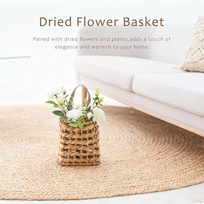 Wall Hanging Basket Decorative Boho Mounted Organizer Dried Flower Plants Front