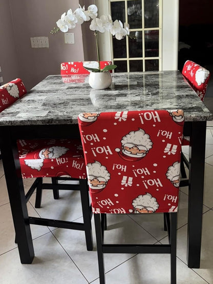 SearchI Christmas Bar Stool Covers Set of 4, Stretch Washable Barstool Seat Covers, Counter Height Chair Covers for Kitchen Dining Room Cafe (Santa Claus)