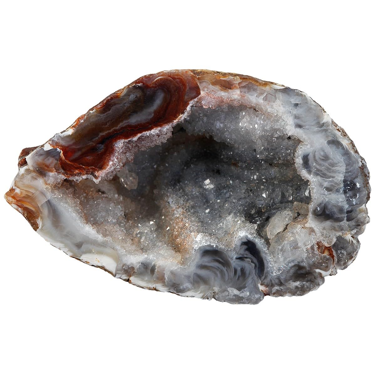 mookaitedecor Set of 2 Natural Agate Geode Crystal Druzy Cluster, Irregular Geode Rocks Quartz Stone Mineral Specimen for Collection Home Office Decor, 13-56g
