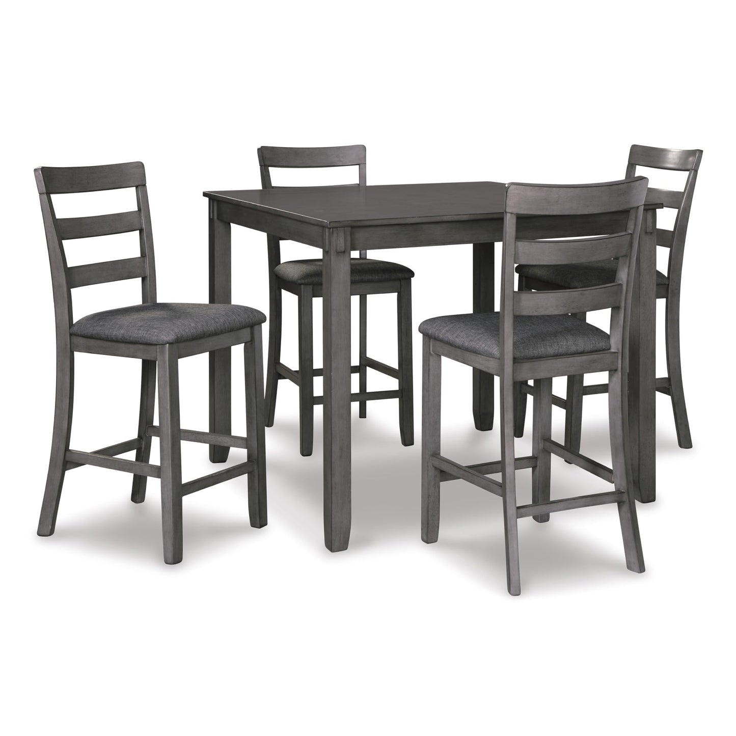 Signature Design by Ashley Bridson 5 Piece Dining Room Set, Includes Table & 4 Ladderback Barstools, Wood, Gray