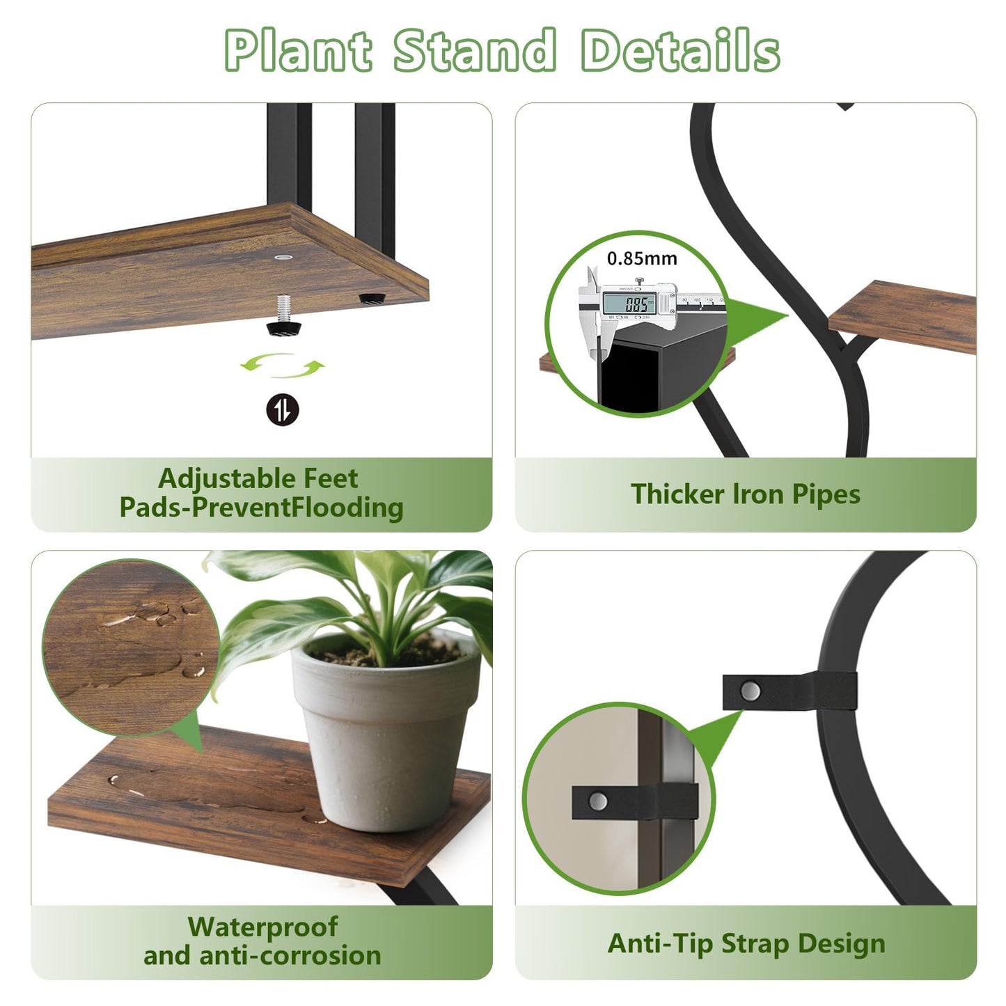 Plant Stand Indoor with Grow Lights - 5 Tiered Indoor Plant Shelf, 30" Small Plant Stand for Indoor Plants Multiple, S-Shape Plant Rack Display Shelf, Flower Holder for Living Room, Patio (2 Pack)