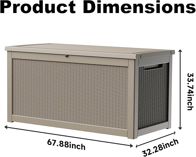 310 Gallon Lockable Outdoor Storage Box – Waterproof Resin Deck Box for Patio Furniture, Garden Tools, Pool Accessories (Gray)