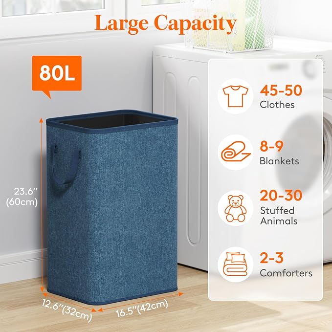 Lifewit 80L Large Tall Laundry Hamper, Collapsible Laundry Basket