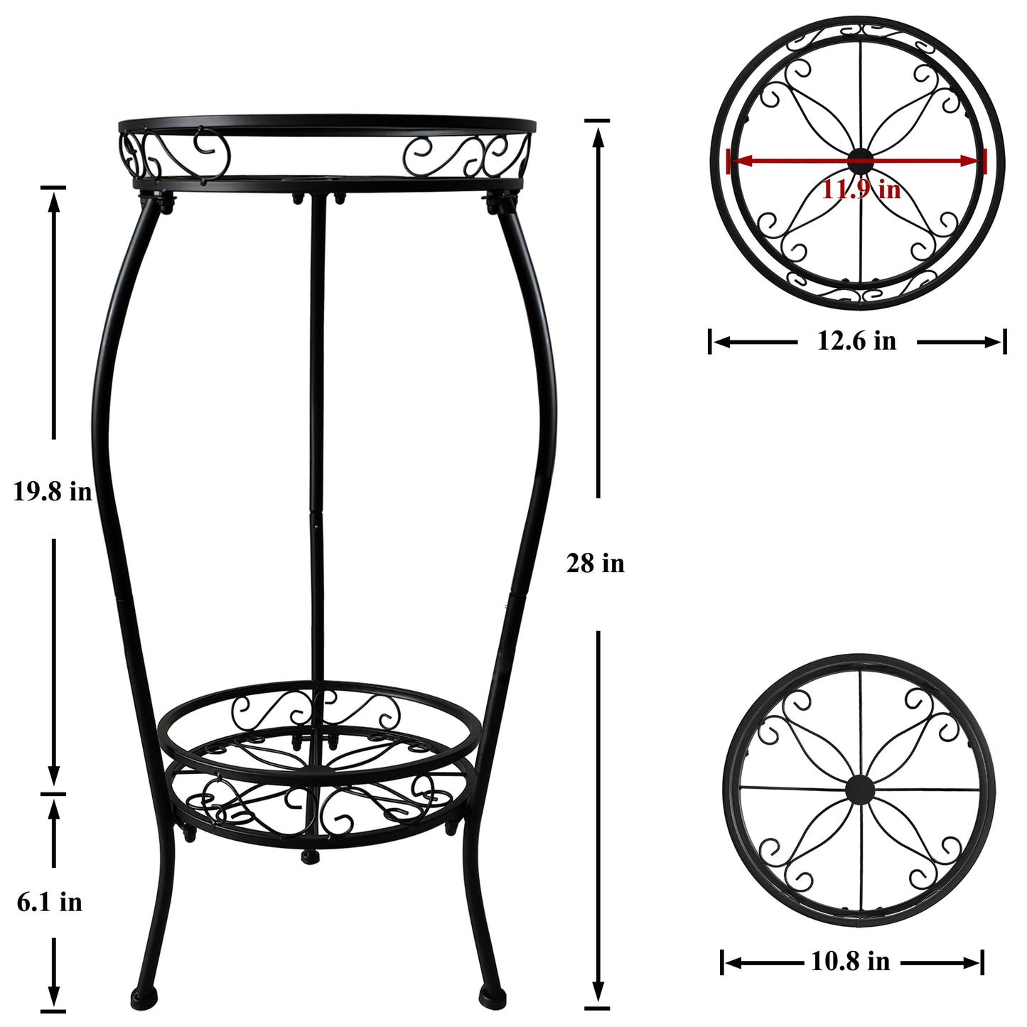 NOAMOO Metal Plant Stand 2 Tier Indoor Outdoor, Tall Flower Pot Shelf Rustproof Stable Heavy Duty Corner Stand, 28 inch Multiple Plant Display Rack for Living Room Patio Balcony Garden