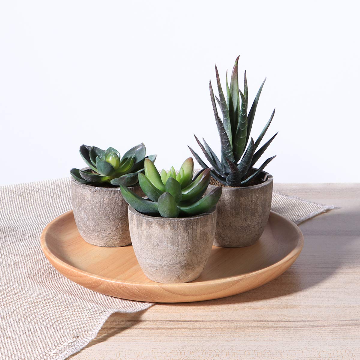 Cabilock Ounona 3pcs Artificial Succulent Plants Set with Pots - Realistic Faux Mini Succulents for Home, Office, and Aesthetic Decor - Perfect for Desk, Living Room, and Bathroom