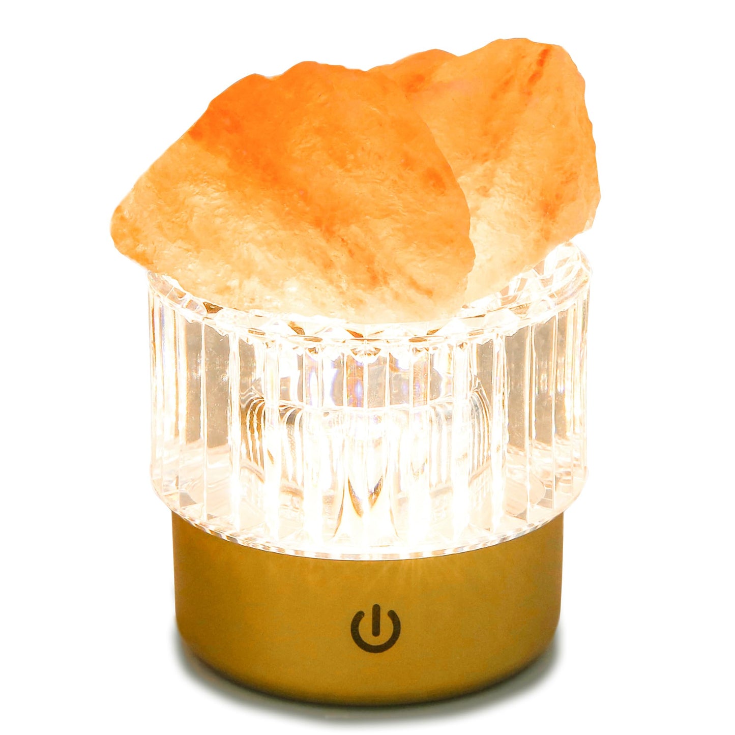 MYDAYS&DESIGN Salt Lamp Natural Pink Crystal Himalayan Salt Rocks, LED Light Dimmer with 3 Levels Cordless, Crystal Lamp Night Light Rechargeable for Room Home Decor Relaxation (Orange)