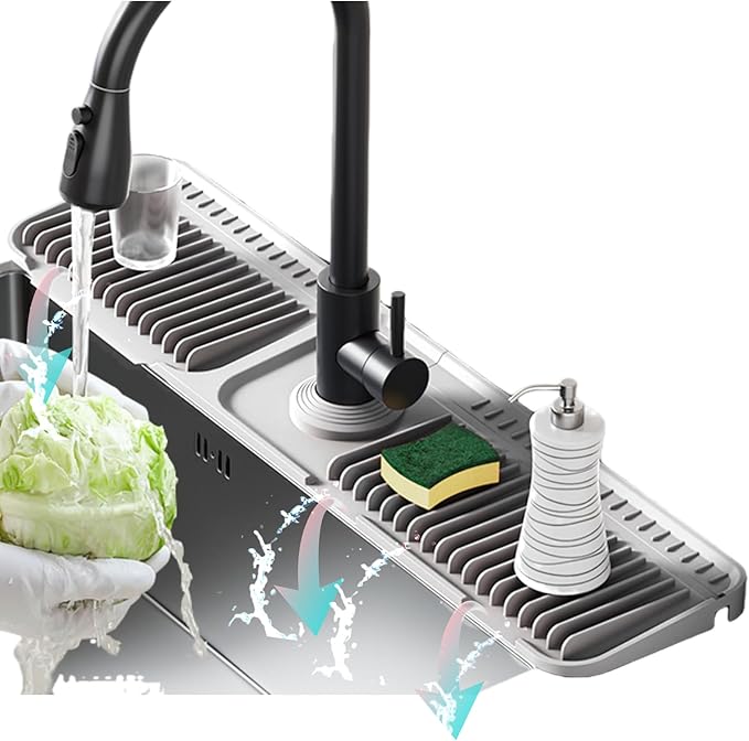 Folding Faucet Mat for Kitchen Sink Upgraded Premium Silicone Splash Guard