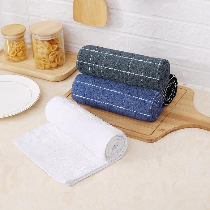 Mordimy 100% Cotton Terry Cloth Kitchen Towels, Super Soft and Absorbent Dish