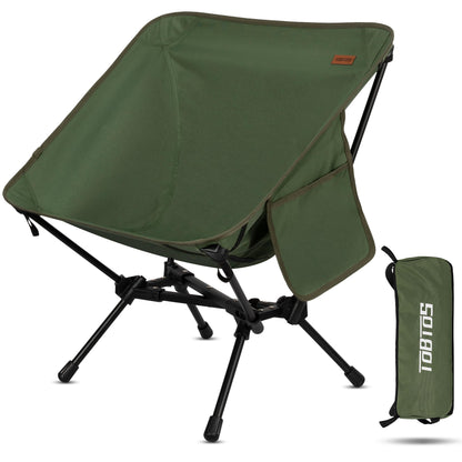 TOBTOS Ultralight Camping Chair, Portable Folding Backpacking Chair, Compact Camping Chair with Carry Bag for Outdoor Camp Hiking Backpack Beach Travel (Green)