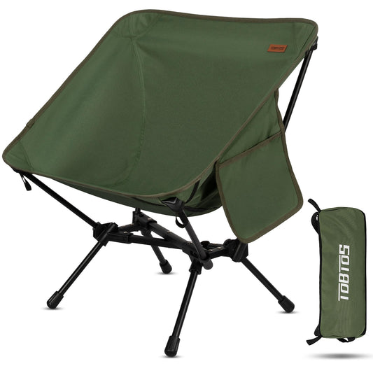 TOBTOS Ultralight Camping Chair, Portable Folding Backpacking Chair, Compact Camping Chair with Carry Bag for Outdoor Camp Hiking Backpack Beach Travel (Green)