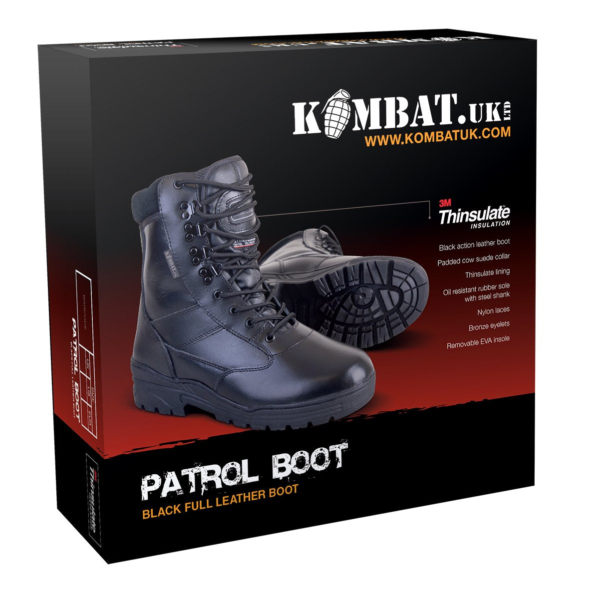 Kombat UK Men's All Leather Patrol Boots, Black, 10 UK (44 EU)