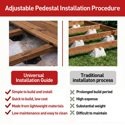 50-Pack Black Shed Base, Deck Blocks Foundation Base Support, Height Adjustment Range from 1-3/16" to 2-3/8", Adjustable Deck Support for Deck Floor Platform Joist Beam Support