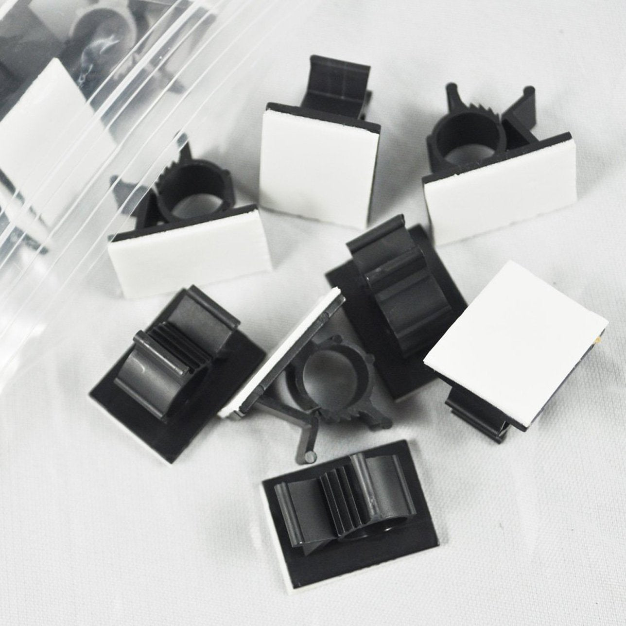 Viaky 30 Pcs Black Clips Self Adhesive Backed Nylon Wire Adjustable Cable Clips Adhesive Cable Management Drop Wire Holder