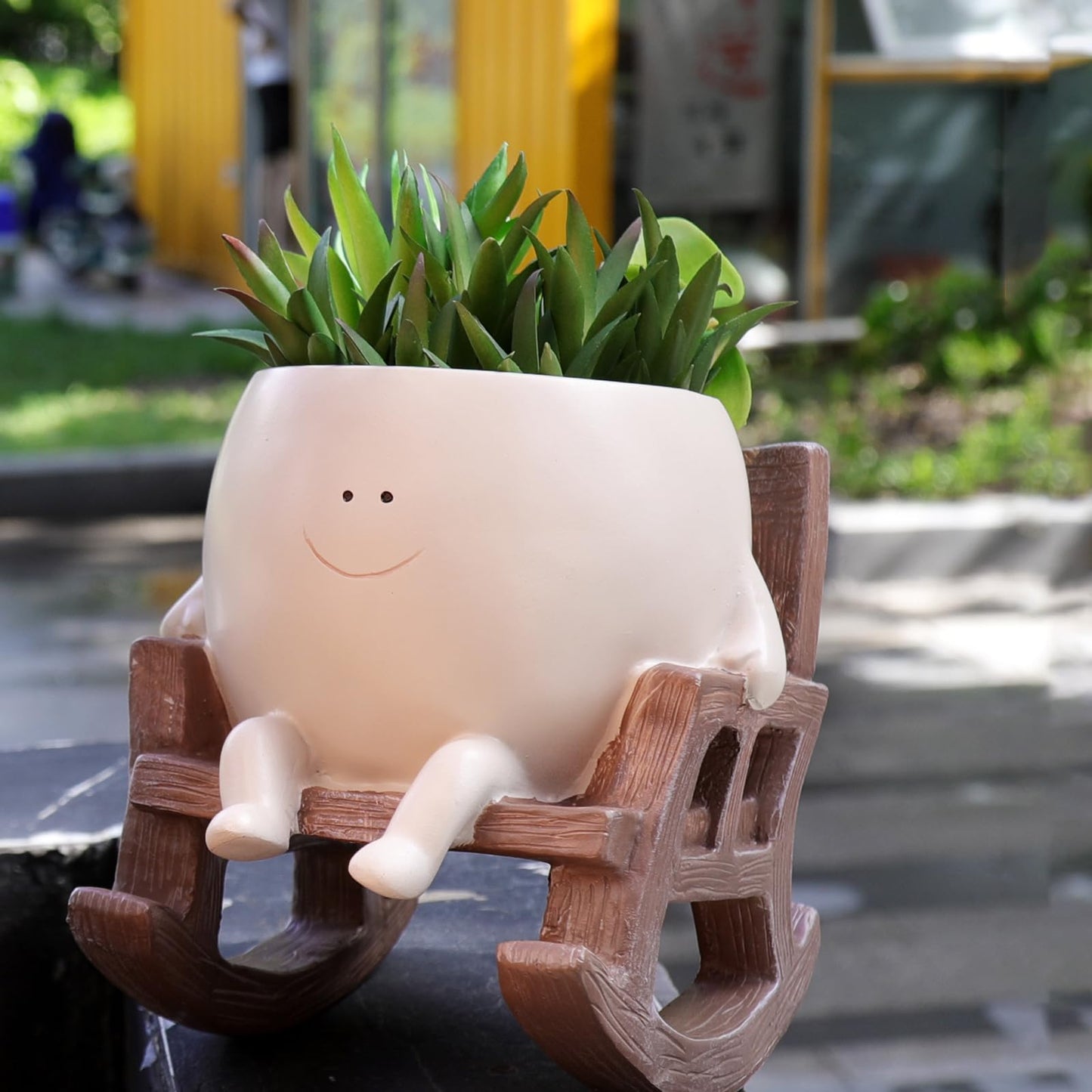 NINIPAPA Cute Plant Pots Smiley Face Planter Funny Flower Pot, Rocking Chair Small Face Pot for Indoor Plants, Unique Head Planters Plant Lover Gifts on Mother's Day Birthday