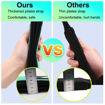 Lights Mountain Durable Pilates Double Loop D-Ring Straps - Padded Handles for Reformer, Yoga & Home Gym Workouts (lakegreen L)