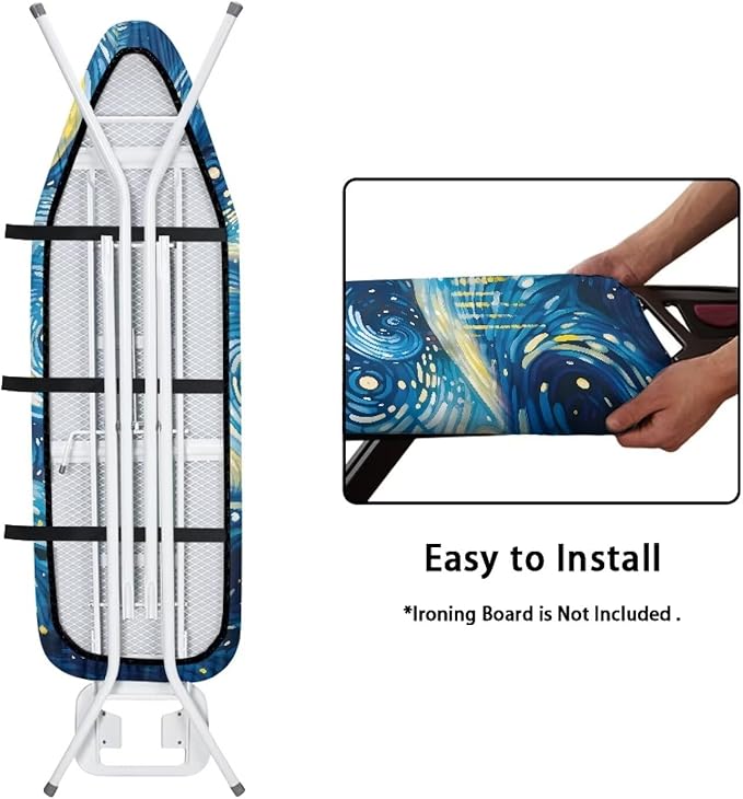 Starry Night Ironing Board Cover and Pad, Dragonfly Iron Board Cover Non-Slip