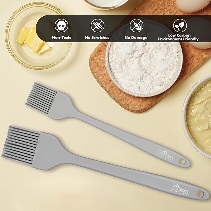 HOTEC Basting Brushes Silicone Heat Resistant Pastry Brushes Spread Oil Butter